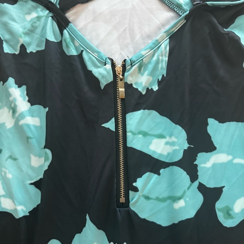 Floral Slip Dress in Black and Teal - Picture 4 of 7